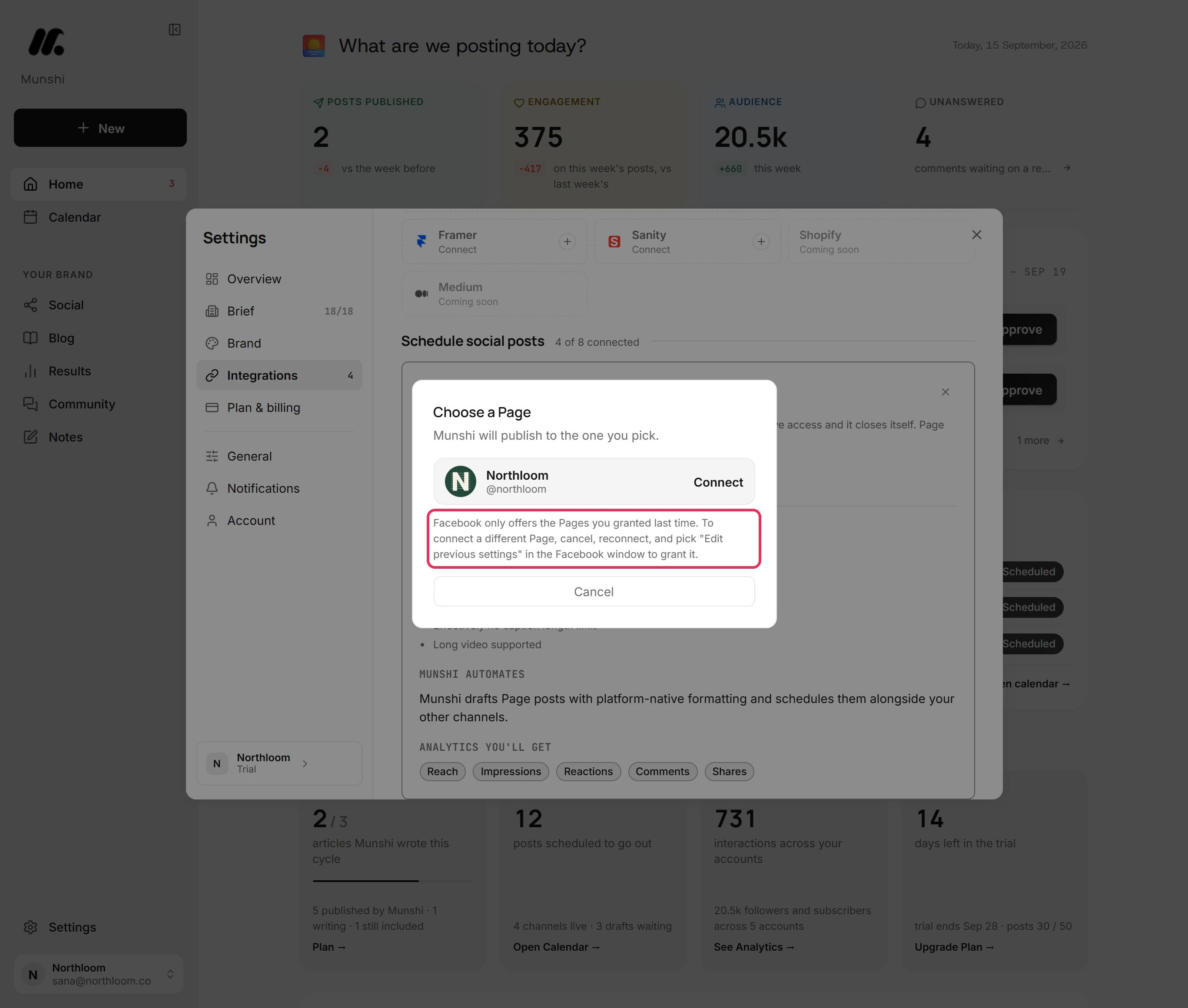 The note under the Page list about Edit previous settings, outlined.