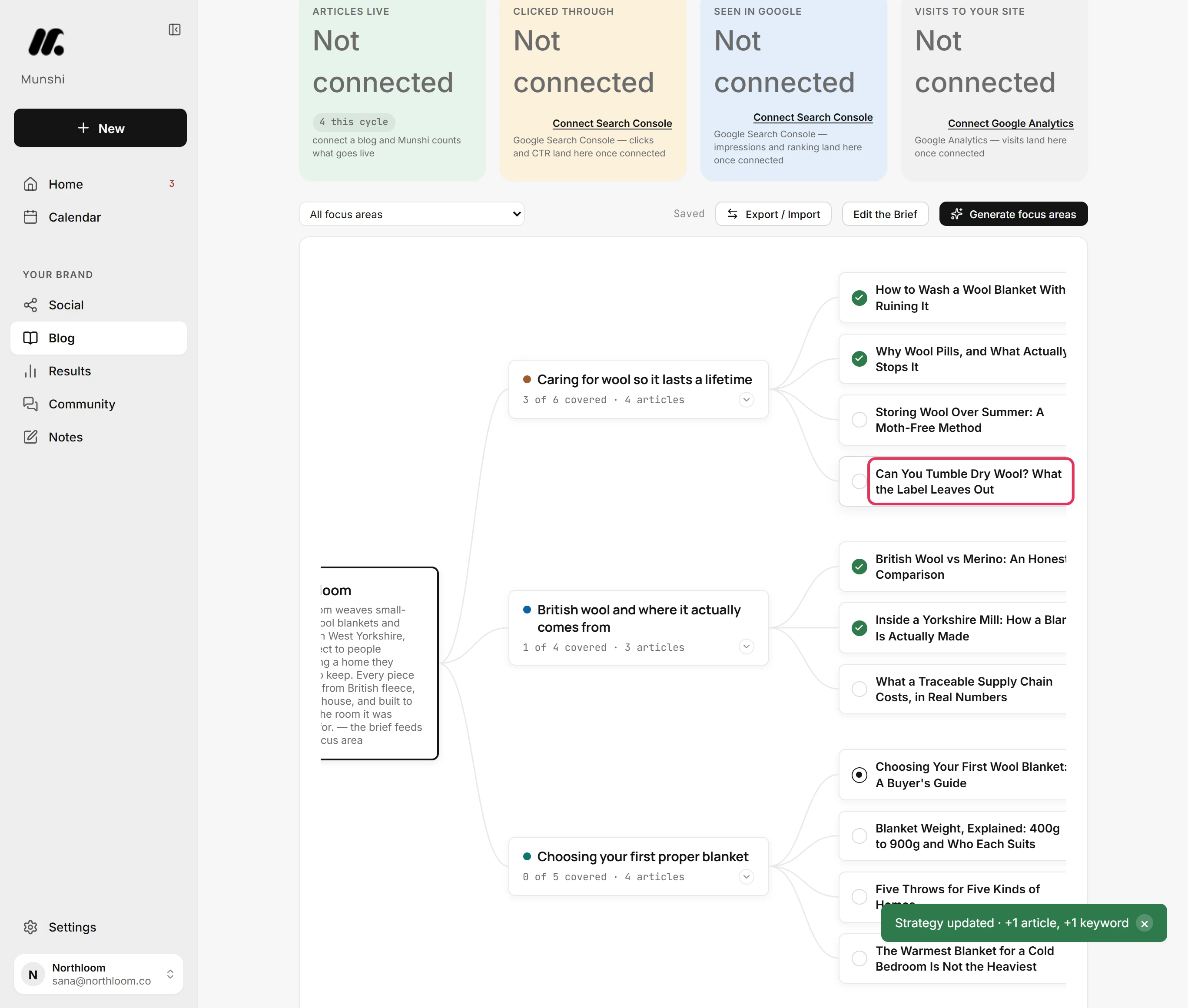The Strategy map with the new article under Caring for wool so it lasts a lifetime.